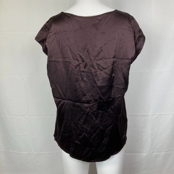 Classiques Entier Shirt Womens PM Petite Plum Purple Pleated 100% Silk Top Zip - Picture 4 of 10